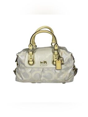 Coach 12947 Medium Madison Sabrina Satchel Handbag Bag Purse Ivory Yellow 2Way